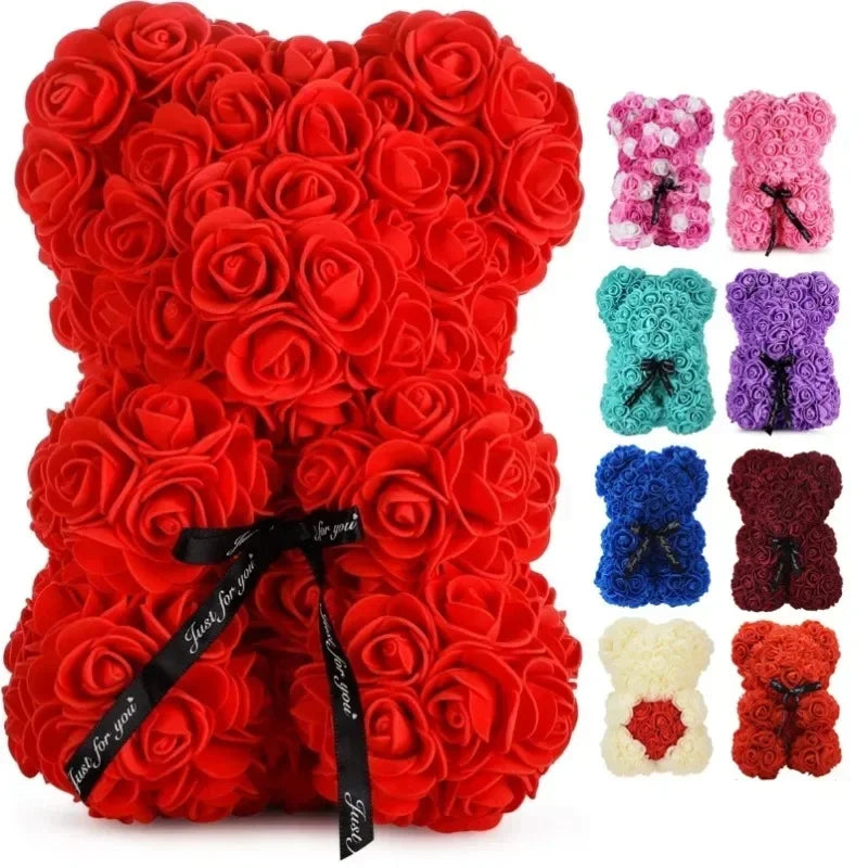 Urso de Rosas Artificiais — Presente Especial