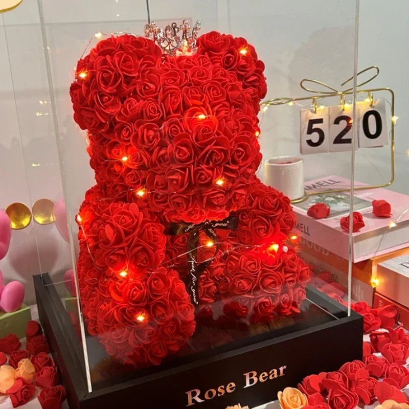 Urso de Rosas Artificiais — Presente Especial