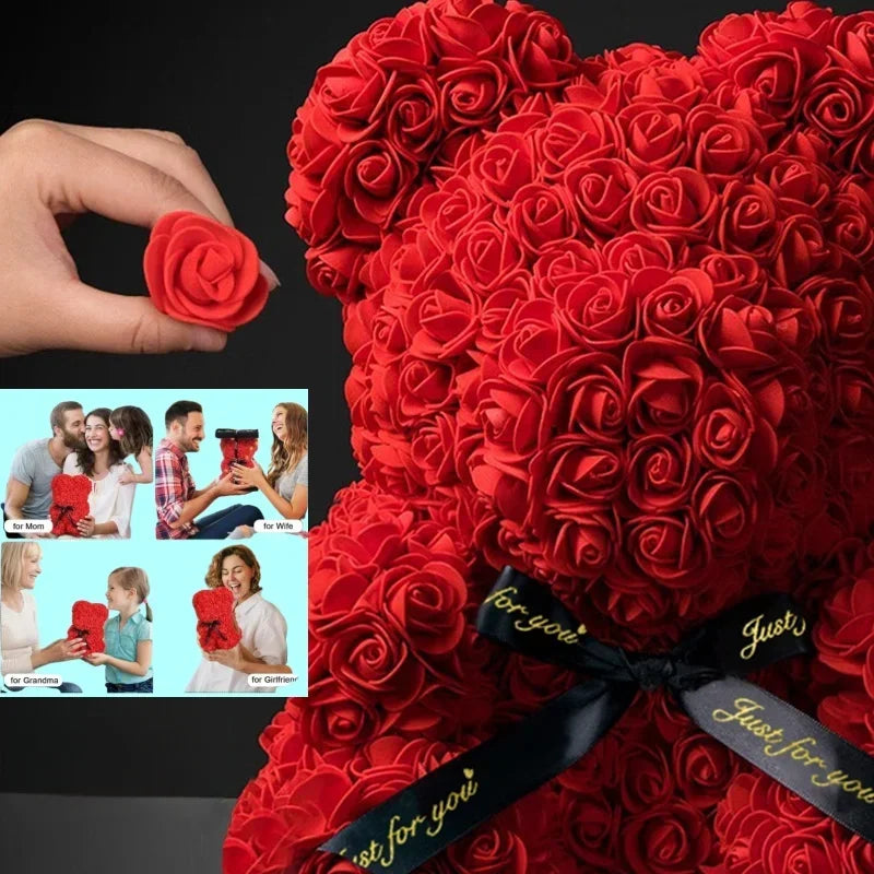 Urso de Rosas Artificiais — Presente Especial